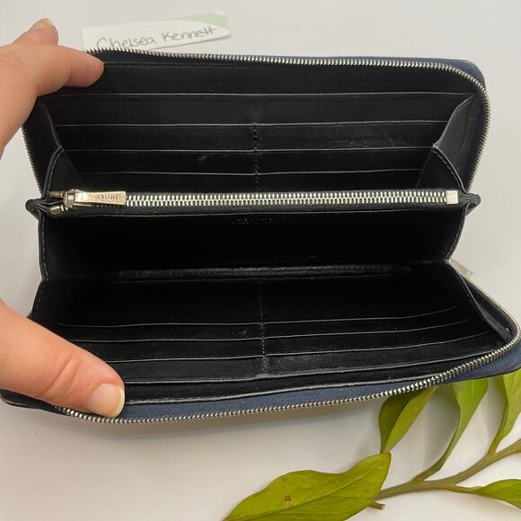 Celine Large Zip Around Wallet Multifuction Grained Calfskin Navy Blue - Picture 9 of 16
